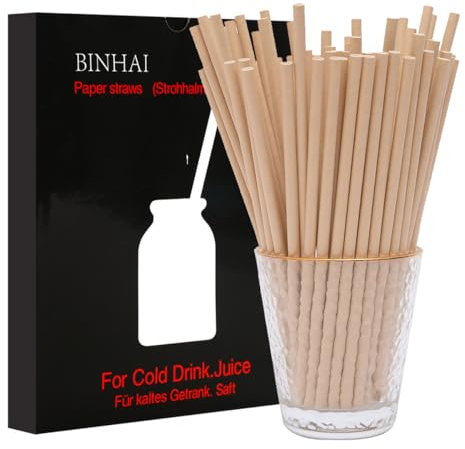 Cannucce di carta, 100 pezzi, con imballaggio riciclato, biodegradabili, decorazioni per tutti i giorni, matrimoni, celebrazioni, fai da te (L marrone)