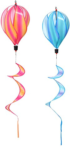 MYSUNBAR 2 Stück Windrad Ballon Windspiel Windmühle Windmobile Heißluftballon Regenbogen Twist Rainbow Ballon Spirale Vogelabwehr Vogelschutz Vogelschreck