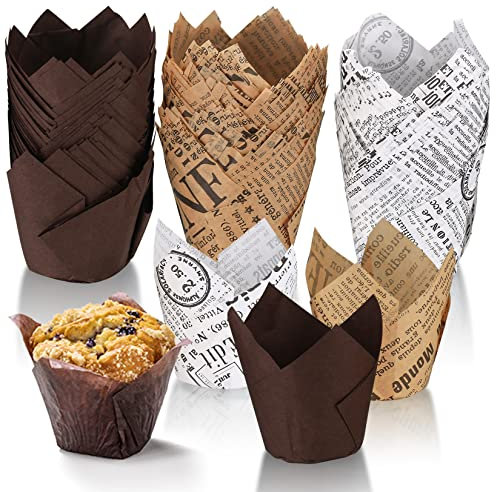 150 Pezzi Pirottini Tulipano Fodere per Muffin, Tulip Tazze di Carta Decorativi per Cupcake, Dolci, Panifici, Catering, Matrimoni, Compleanni