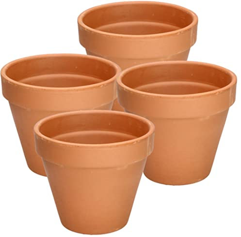 KOTARBAU® Juego de 4 macetas de Terracota con Borde 15 cm para Interiores y Exteriores, Tiesto para Plantas, Arcilla de Terracota, Maceta para balcón o jardín, Cerámica sin esmaltar