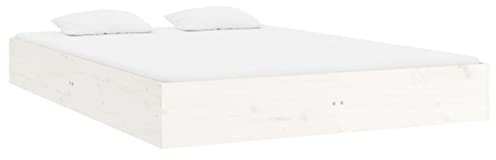 vidaXL Massivholzbett Bettgestell Lattenrost Doppelbett Bettrahmen Schlafzimmerbett Bett Holzbett Schlafzimmermöbel Weiß 160x200cm