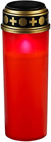 Grande lanterne funéraire solaire avec LED effet flamme - coloris rouge [Pearl]