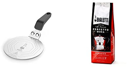 Bialetti Moka Induktionskochteller Adapter für die Verwendung von Kaffeekannen und Kochgeschirr auf Induktionskochfelder, 13 cm & Perfetto Moka Classico: Gemahlener Kaffee, 250g