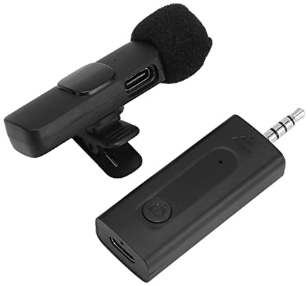 Micrófono de Solapa Lavalier Inalámbrico de 3,5 Mm, Emparejamiento Automático con Cancelación de Ruido Inteligente, Micrófono con Clip para Grabación en Vivo, Podcast de Video de Entrevista