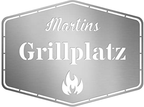Bavarian-Steel - Edelstahl Deko Grillschild Grillplatz - Personalisiert mit Namen