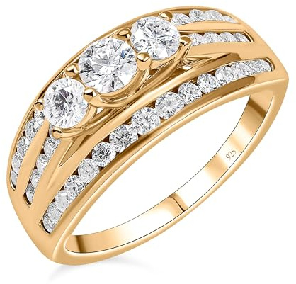 TJC Moissanite Diamond Sterling Silver Cluster Half Eternity Ring for Women