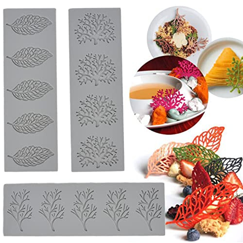 3 stycken bladform silikonform, silikon fondant mögel, silikon kakform, silikonform för sockerpasta, sockerpasta för sockerpasta, choklad, fondant, smör