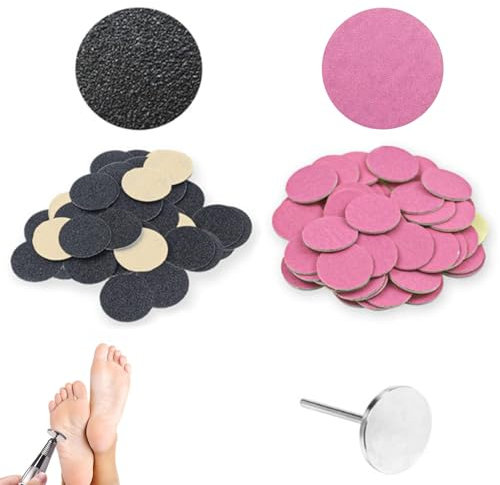 Wekuw 101pcs Herramienta De Pedicura, Papel De Lija Accesorio de Reemplazo de Herramienta de Pedicura de Discos con Eje Para Eliminar la Piel áspera, Seca Y Muerta Y Los Callos de los pies (25mm)