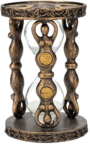 Figuren Shop GmbH Sanduhr Wicca Dreifach-Mond 13,5 cm - Spiral Mond-Göttin Design, Kunststein/Glas, Handbemalt