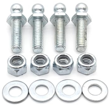 HUIOP Perni a sfera con hardware,Perni a sfera da 10 mm con bulloneria - Filettatura 5/16-18 x gambo lungo 1'' - Raccordo per montante di supporto con sollevamento a gas (confezione da 4)