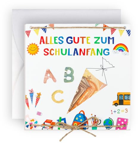 WenmthG Geldgeschenk Einschulung mit Umschlag - Geschenk 2025 Schulkind - Einschulung Geschenk für Jungen, Mädchen - Alles Gute zum Schulanfang