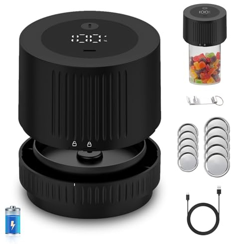 KIMWUVI Electric Mason Jar Vacuum Sealer Kit.Portable Rechargeable Mason Jar Vacuum Sealer for Regular Mouth and Wide Mouth Mason Jars.Used for Storage of Freeze Dried Food,Preservation of Food.