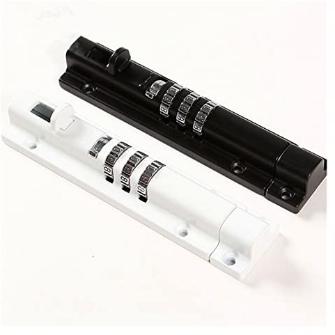 Kit opérateur de porte Boulon de porte de sécurité de la porte de la fenêtre 3 combinaison de cadran avec finition noire et blanche Opérateur automatique électrique(Zwart)