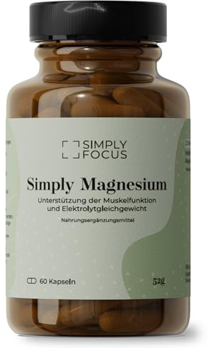 Simply Focus – Simply Magnesium – 60 Kapseln Kombination aus 7 Magnesiumverbindungen – Unterstützt die Muskelfunktion und das Elektrolytgleichgewicht – Vegan, glutenfrei laktosefrei
