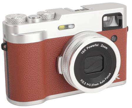 Appareil Photo Numérique pour la Photographie, Appareil Photo Vlogging 5K Autofocus, Appareil Photo Rétro Compact à Zoom Numérique 48MP 16X, Anti-secousse, Flash, Objectif Avant