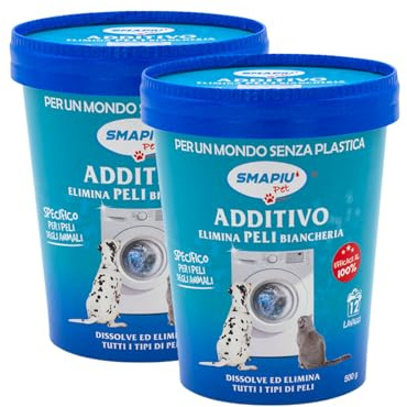 Additivo Smapiu Pet per Eliminare Peli di Animali dalla Biancheria, 2x 500g