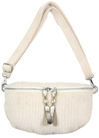 stylx Umhängetasche Cord Tasche Handtasche weiche Bauchtasche Klein mit Schultergurt Design Taschenband abnehmbar verstellbares Riemen Crossbody Bag Hüfttasche Damen mit Reißverschluss