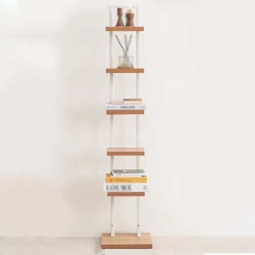 AIJUSSS Unsichtbares Bücherregal, Bücherturm mit vertikalem Rücken, freistehendes Eckregal für Heimbüro, Wohnzimmer, Schlafzimmer, 4-stöckig/6-stöckig