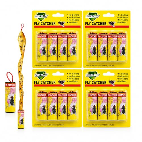 Fliegenfalle & Fliegenfänger – 16 Stück (4 x 4er Pack) – Ungiftige Klebefallen gegen Mücken & Insekten für Innen- und Außenbereich