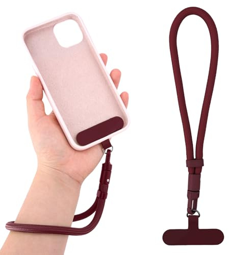 BOXOB Phone Lanyard Wrist, Universal Adjustable Hand Wrist Strap with Tether Tab for Most Phones And Cases Accessories, Anti-Drop, Anti Theft Hands-Free Wristlet String (Dark Red)