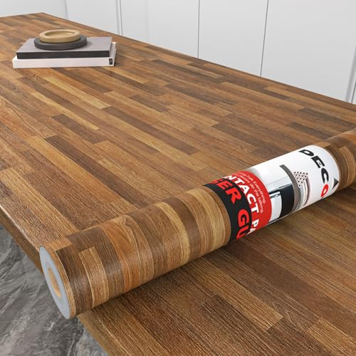 Decotalk Pellicola Adesiva Per Mobili Pannelli da Parete in Legno Marrone Scuro Impermeabile 40X300cm Carta Adesiva Per Mobili Legno Rimovibile Rivestimento Murale Rotolo Cucina Muro Porte Cassetti