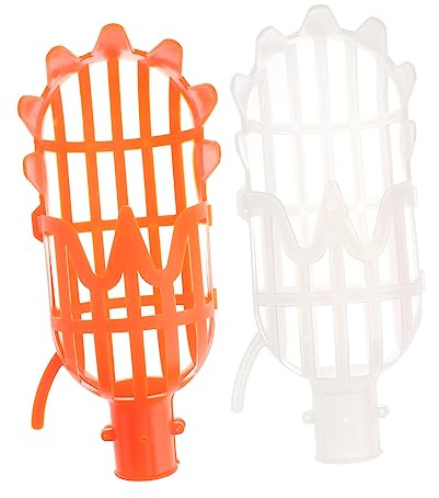 HANABASS Raccoglitrice Di Frutta Senza Palo Set 2 Pezzi Testa Arancione e Bianca, Attrezzo Leggero e Portatile Per Raccolta Cachi, Mele e Frutti Alti, Accessorio Per Giardinaggio e Raccolta Orto