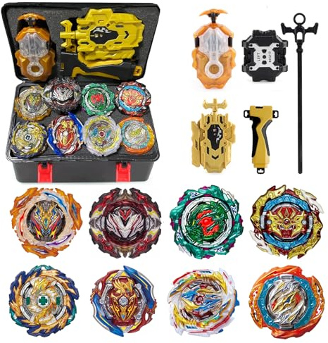 12Pcs Toupie Turbo, De Gyroscopes 4D Set Lanceurs, Cadeaux pour Enfants?Yellow