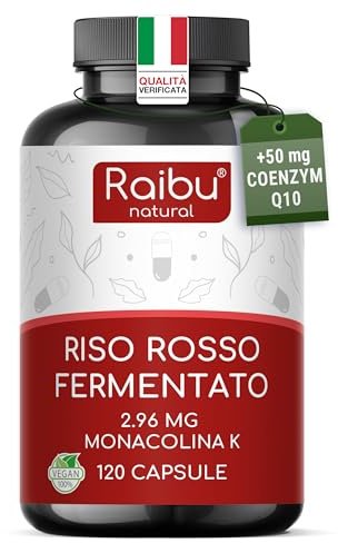 Levadura de arroz rojo con 50 mg de coenzima Q10 & 2,96 mg de monacolina K por cápsula - Apoyo al colesterol y a la función normal del corazón - Testado para citrinina - 120 cápsulas veganas