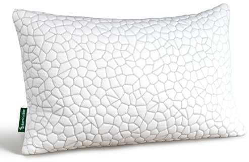 Hapiclody Shredded Memory Foam Pillow, Adjustable Bed Pillow for Sleeping, Cooling Pillow with Breathable Bamboo Cover for Side, Back & Stomach Sleepers, Machine Washable
