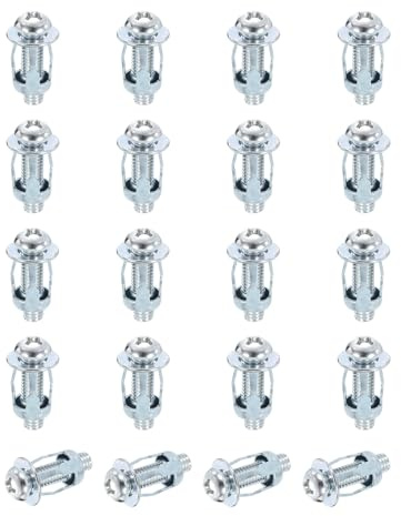 QUARKZMAN 20 Set M8x34.5mm Dadi Farfalla, Acciaio Carbonio Finitura Zincata Dadi Ad Espansione Bulloni Farfalla, Rivetti Presa Multipla Per Pareti Sottili E Soffitti Ferro, Colore Argento