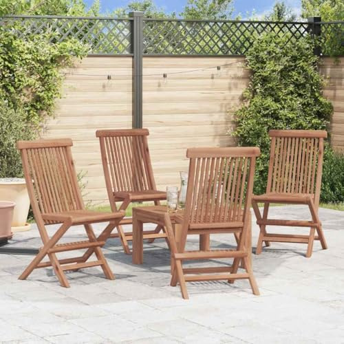 KTHLBRH Set mit 4 Klappstühlen aus massivem Teakholz, elegantes und wetterfestes Design für den Außenbereich, Tragkraft 110 kg pro Sitz, Finish