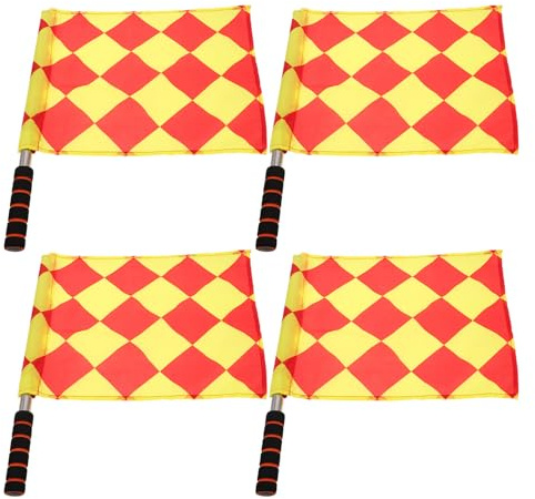 GAROZATION 4 Pièces Drapeaux Arbitre Football Solides et Durables Accessoires Officiels pour Assistant Arbitre et Juge de Ligne Signalisation Précise pour Matchs de Soccer et Basketball