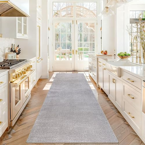Stqyeiw Läufer Teppich für Flur 50 x 130 cm Lang rutschfest Küchenläufer Teppich Läufer für Küche Waschbar Teppichläufer Flur Teppich Küchenteppich für Eingang Schlafzimmer Korridor Waschküche Grau