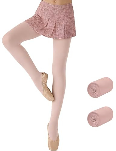 L&K 2 collant da danza da bambina, 80 denari, taglie 86-170, collant da danza per bambini, con elastico confortevole, coprenti e durevoli, 27261