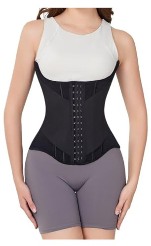 REEYUILOF U-formad midjetränarkorsett för damer, shapewear med bröstlyft, midjetränare av stålben, bantning, andningsbar, svart, XXL