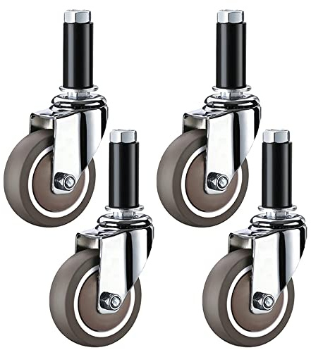 4-pack 50 mm Lenkrolle med broms – släta och tysta ersättningshjul för serveringsvagn vagnar i rostfritt stål – hållbara och enkla att installera