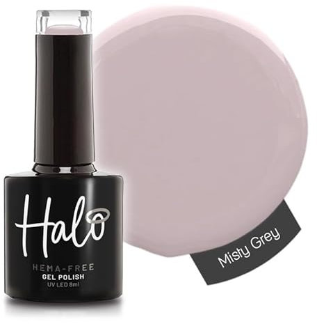 Halo Gel Polish 8ml - Misty Grey. UV/LED Gel Nail Polish, Long Lasting & Easy To Apply. Nail Art Colours For Manicure & Pedicure. Gel Polish For Professional & Home Use.
