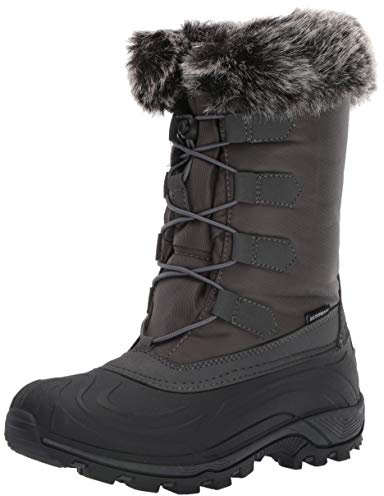 TECS Warm Winter Boots for Women, Insulated, Non Slip, Insulated Felt Liner + Waterproof, Snow, Grey, 9 M US
