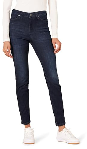Amazon Essentials Women's Mid-Rise Stretchy Skinny Jeans, Dark Wash, 14