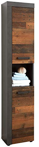 trendteam smart living - Indy - Hochschrank - Matera/Alteiche - 4 Fächer und eine Ablage - (BxHxT) 36 x 184 x 31 cm - rustikales Design - Kratzfest