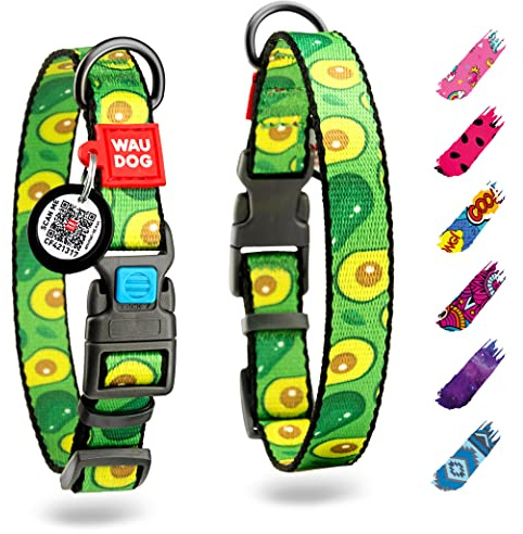 WAUDOG Verstellbares Welpenhalsband für kleine Hunde – Hundehalsband Jungen und Mädchen Nylon-Welpenhalsband Welpenhalsbänder große Rassen (Avocado, 24,5 cm 34,5 Halsumfang)