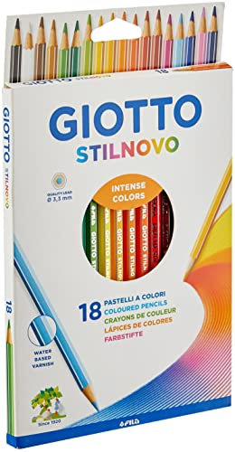 GIOTTO Stilnovo - Astuccio Da 18 Matite A Pastello Colorate, 3.3 Mm, Multicolore, Colori Intensi