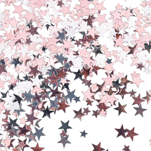 ENLACE Sterne Konfetti Geburtstag,4000 Stück Tischdeko Weihnachten,Rosegold Silber Konfetti Hochzeit,Sterne Deko Geburtstag,Sternkonfetti für Geburtstag,Hochzeit,Jubiläen,DIY-Basteleien