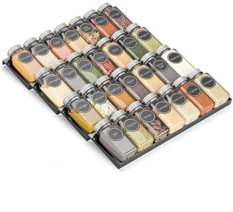 TEmkin Spice Rack 4 Tier Spice Rack Drawer Organizers, Seasoning Jars Drawers Insert,Spice Storage Shelf,Seasoning Rack Tray Insert for Cabinet Drawer