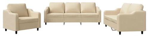 vidaXL Set di Divani 3 pz con Cuscini Crema in Tessuto