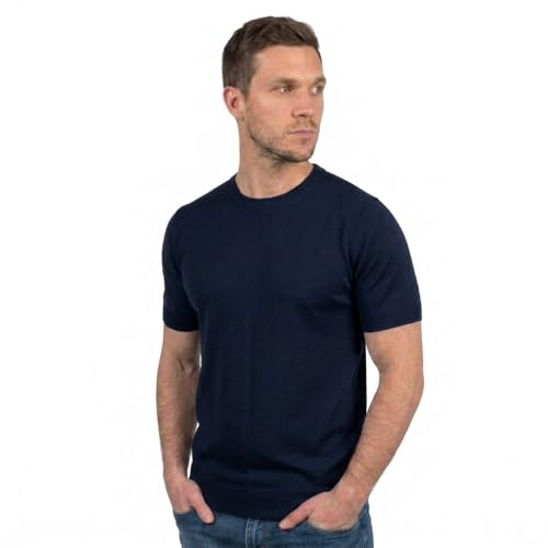 DALLE PIANE CASHMERE T-Shirt Uomo 100% Cotone - Blu, XL
