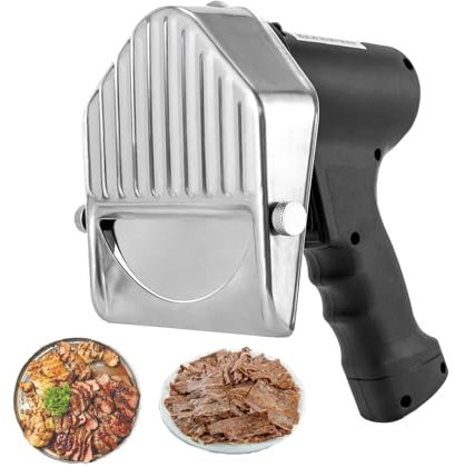 Kindevieft Couteau Gyroscopique sans Fil, Trancheur De Kebab éLectrique, Coupe-Viande Shawarma Commercial, Couteaux à Kebab Portables sans Fil avec 2 Lames, éPaisseur De 0 à 0,3 Pouces