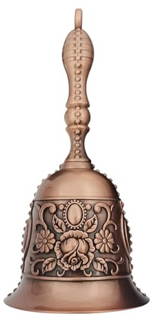 Campanella da cena, campana a mano retrò, campana da portata per ristorante, campana vintage in rilievo, campana con ciondolo in metallo, campanello estetico di lusso in ottone forte per scuola