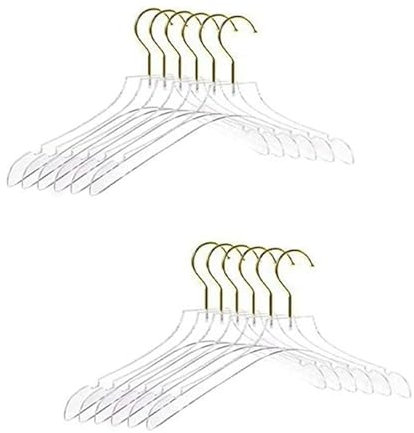 GLADIC Kleiderbügel 10 Stück transparente Kleiderbügel mit goldenem Haken, transparente Hemden, Kleiderbügel mit Kerben für Damen, Jungen und Mädchen Coat Hanger