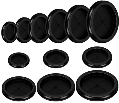 Mardatt 12Pcs Large Rubber Grommets Kit, 50/60/70/80/90/100mm Round Double Sided Rubber Grommet Firewall Solid Closed Hole Plug Wire Protection Grommets for Drill Hole Wire Electrical Appliance